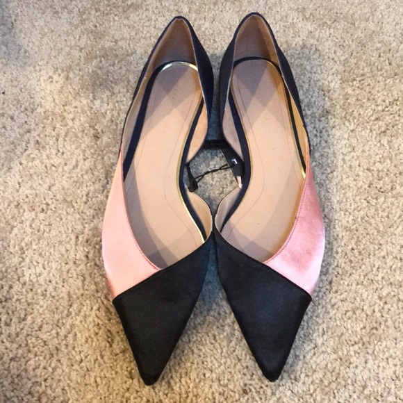 NWT! ZARA peach with navy combo size 7.5 pointed flats - Picture 2 of 7